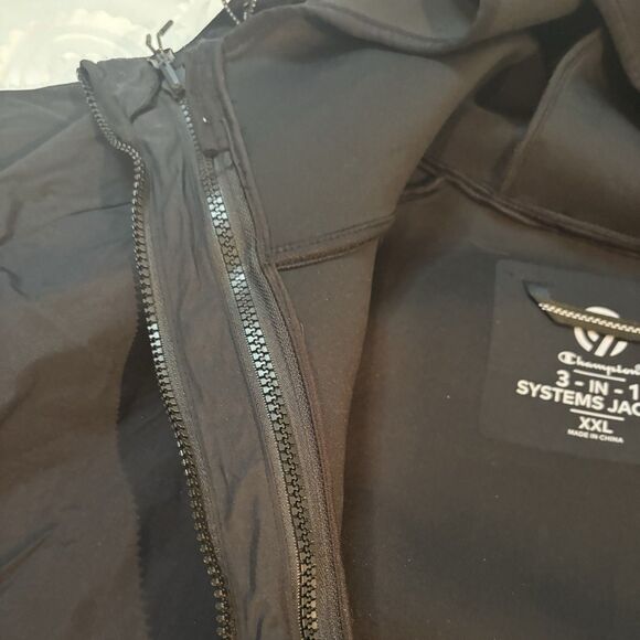 NEW Champion 3-in-1 Systems Jacket Coat Hooded Black Full Zip Pockets Men’s XXL - Picture 9 of 12